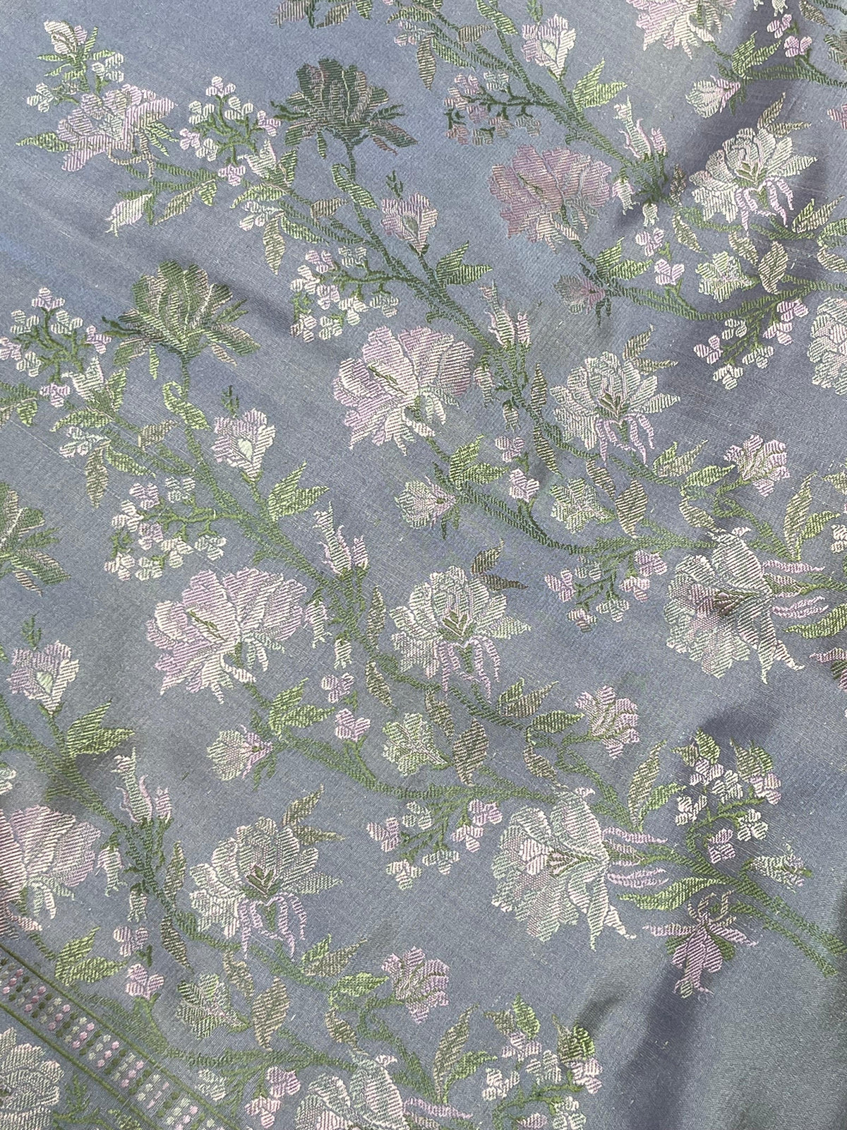 PASTEL POWDER BLUE TANCHOI PURE HANDLOOM BANARASI SAREE