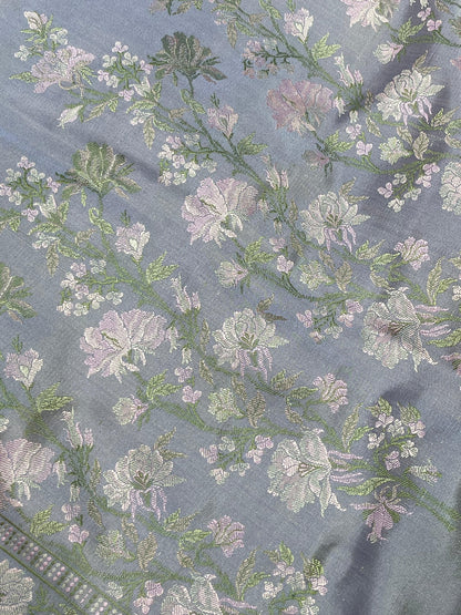 PASTEL POWDER BLUE TANCHOI PURE HANDLOOM BANARASI SAREE