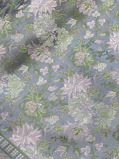 PASTEL POWDER BLUE TANCHOI PURE HANDLOOM BANARASI SAREE