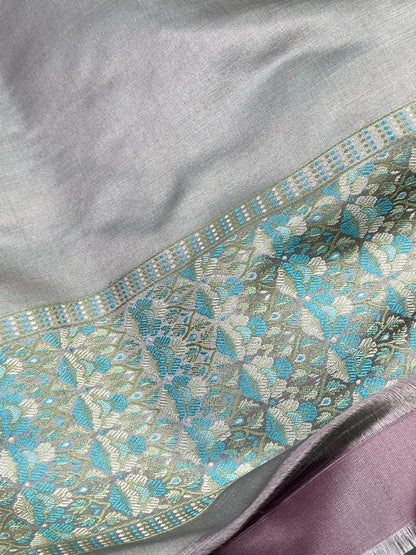 LAVENDER GREY TANCHOI PURE HANDLOOM BANARASI SAREE
