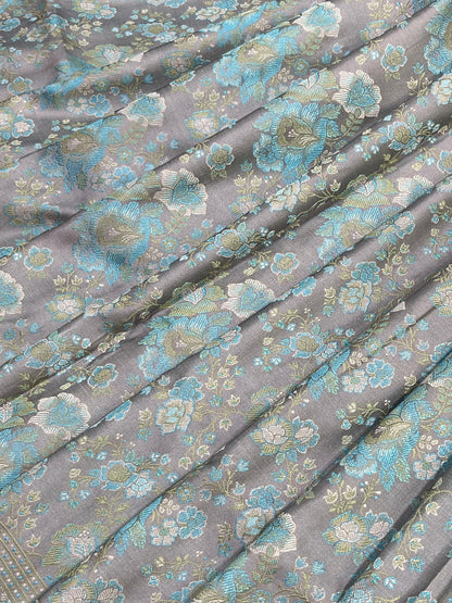 LAVENDER GREY TANCHOI PURE HANDLOOM BANARASI SAREE