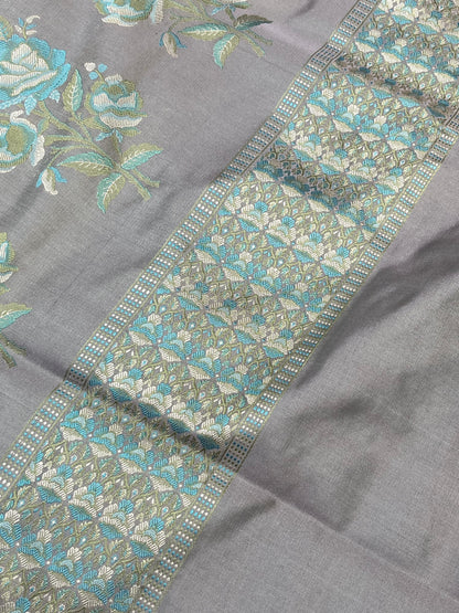LAVENDER GREY TANCHOI PURE HANDLOOM BANARASI SAREE