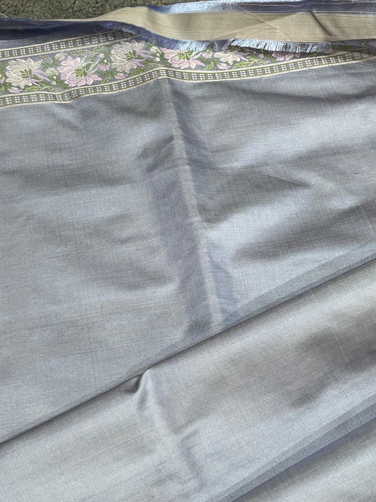 PASTEL POWDER BLUE TANCHOI PURE HANDLOOM BANARASI SAREE