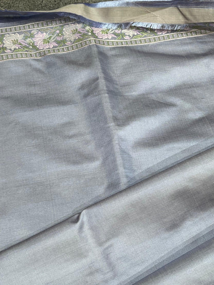 PASTEL POWDER BLUE TANCHOI PURE HANDLOOM BANARASI SAREE