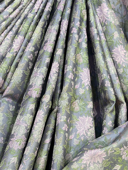 PASTEL POWDER BLUE TANCHOI PURE HANDLOOM BANARASI SAREE