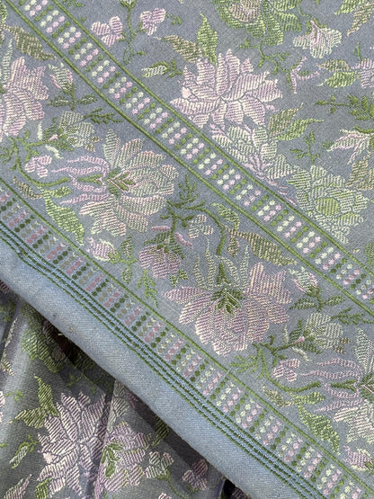 PASTEL POWDER BLUE TANCHOI PURE HANDLOOM BANARASI SAREE