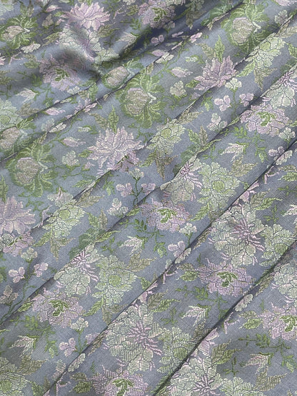 PASTEL POWDER BLUE TANCHOI PURE HANDLOOM BANARASI SAREE