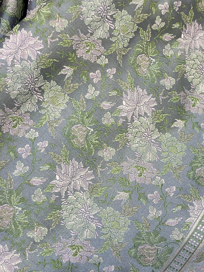 PASTEL POWDER BLUE TANCHOI PURE HANDLOOM BANARASI SAREE
