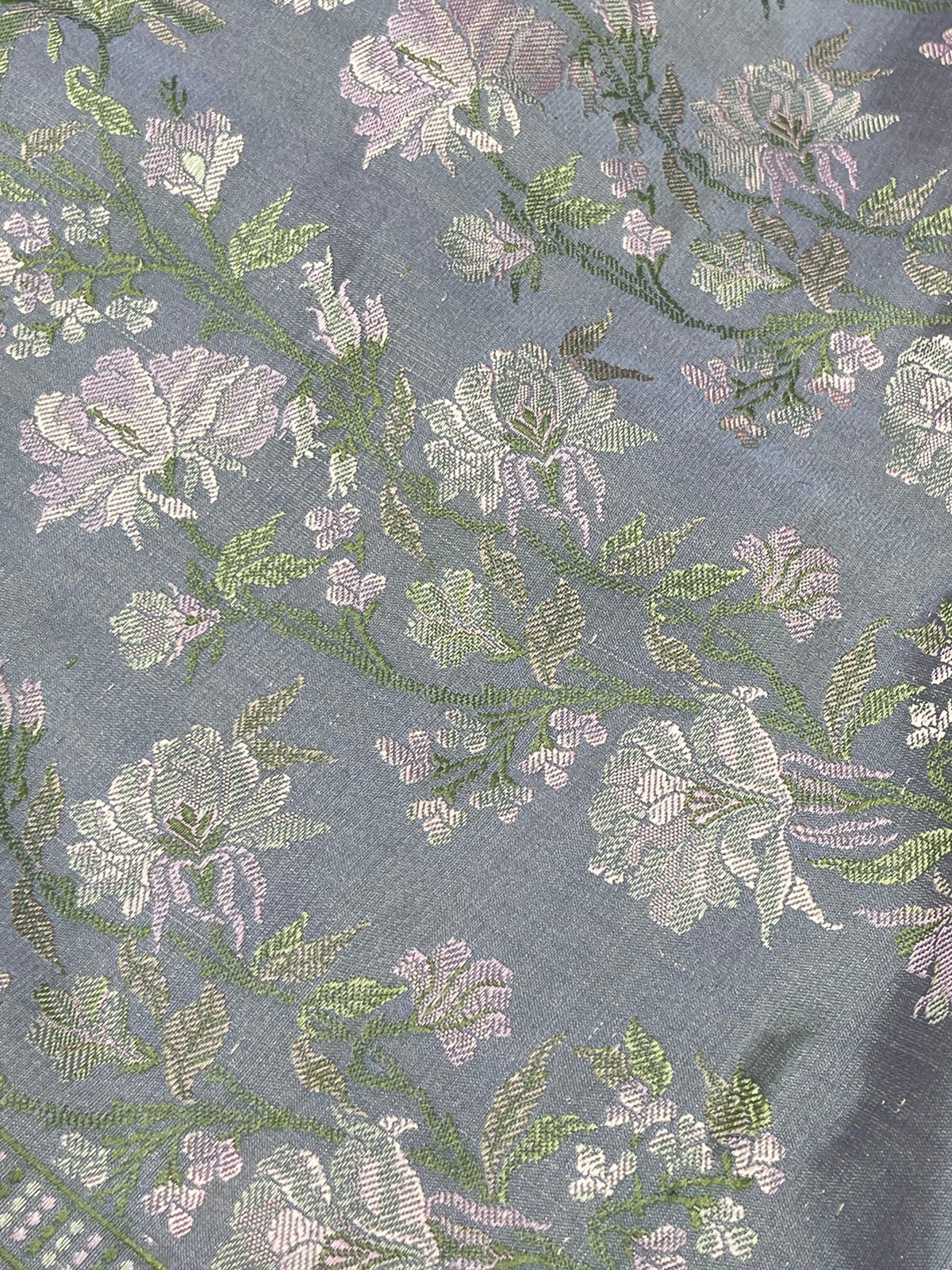 PASTEL POWDER BLUE TANCHOI PURE HANDLOOM BANARASI SAREE