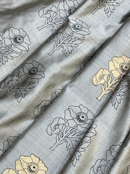 GREY TANCHOI PURE HANDLOOM BANARASI SAREE