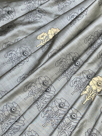 GREY TANCHOI PURE HANDLOOM BANARASI SAREE