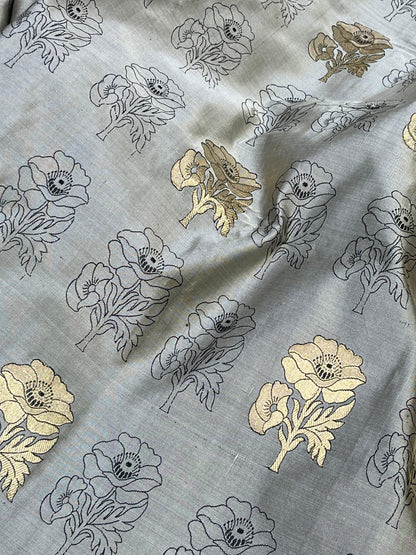 GREY TANCHOI PURE HANDLOOM BANARASI SAREE