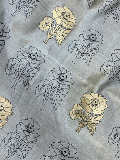 GREY TANCHOI PURE HANDLOOM BANARASI SAREE