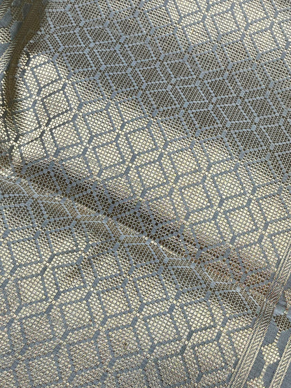 GREY TANCHOI PURE HANDLOOM BANARASI SAREE