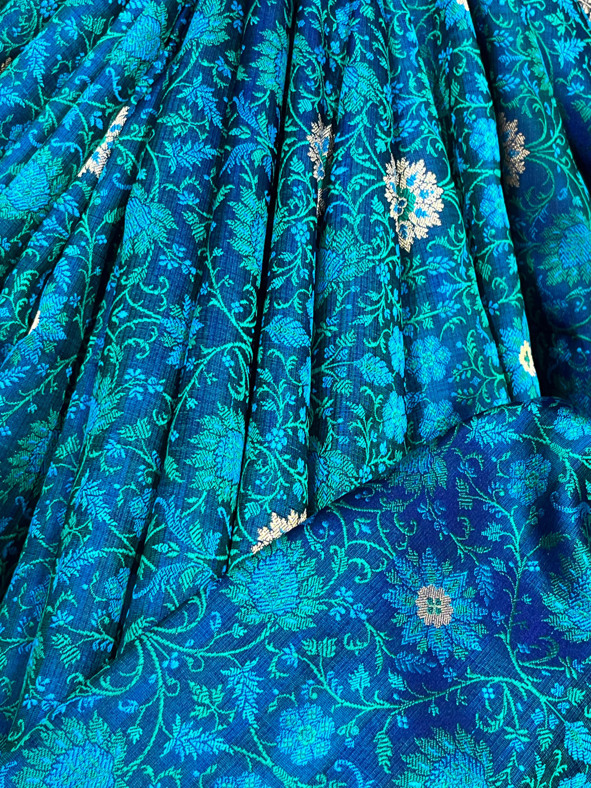 PEACOCK BLUE TANCHOI PURE HANDLOOM BANARASI SAREE
