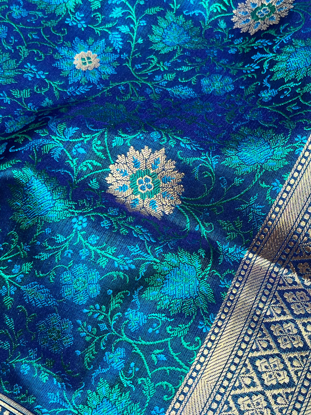 PEACOCK BLUE TANCHOI PURE HANDLOOM BANARASI SAREE