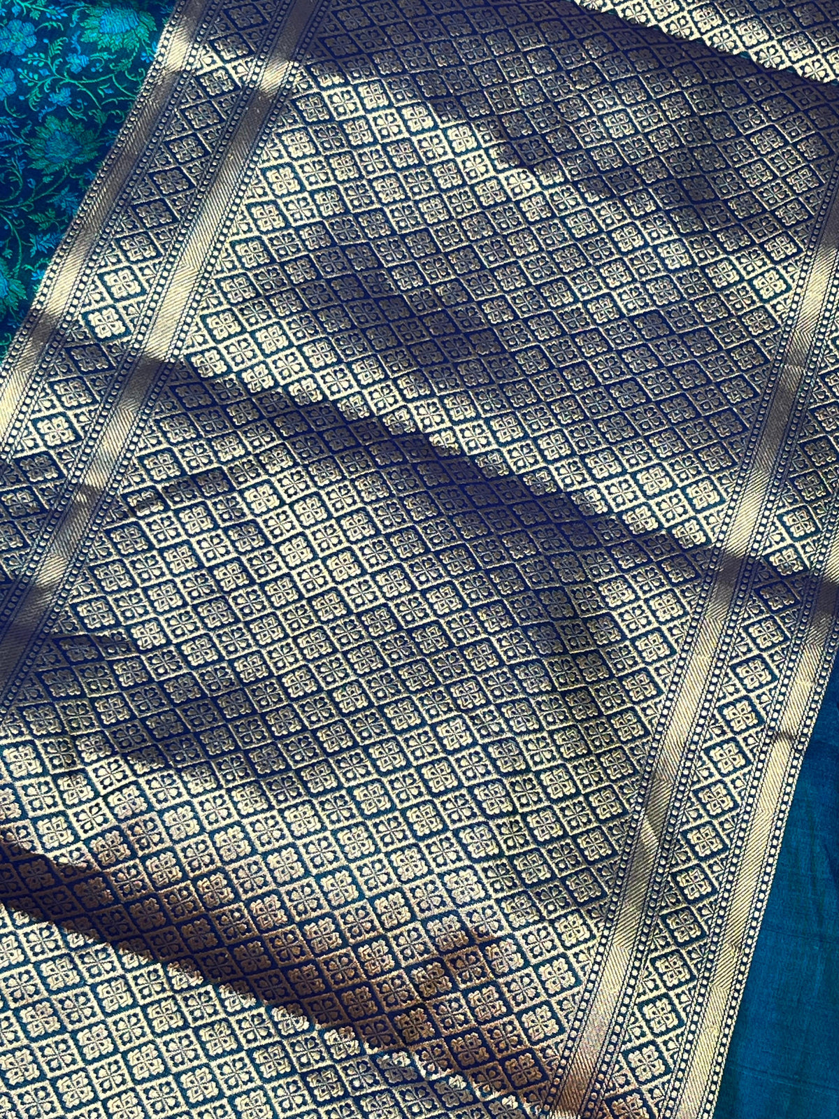 PEACOCK BLUE TANCHOI PURE HANDLOOM BANARASI SAREE