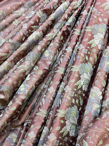 DUSTY ROSE PINK TANCHOI PURE HANDLOOM BANARASI SAREE