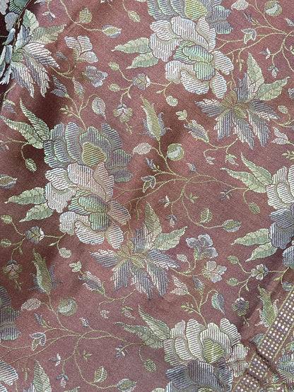 DUSTY ROSE PINK TANCHOI PURE HANDLOOM BANARASI SAREE