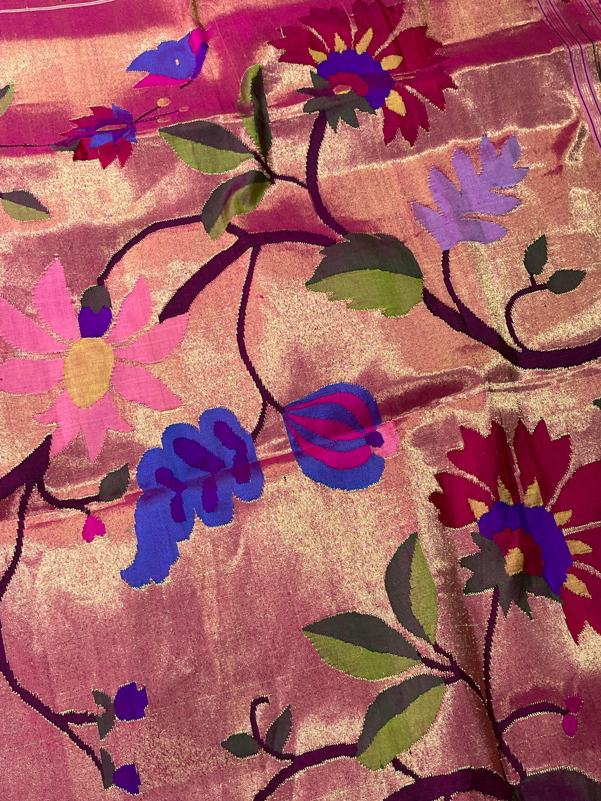 MAGENTA PINK SILK PURE HANDLOOM PAITHANI DUPATTA