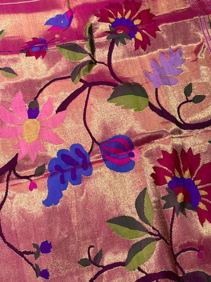 MAGENTA PINK SILK PURE HANDLOOM PAITHANI DUPATTA