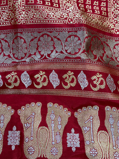 RED SILK PURE HANDLOOM BANARASI DUPATTA