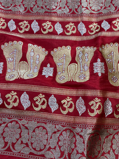 RED SILK PURE HANDLOOM BANARASI DUPATTA
