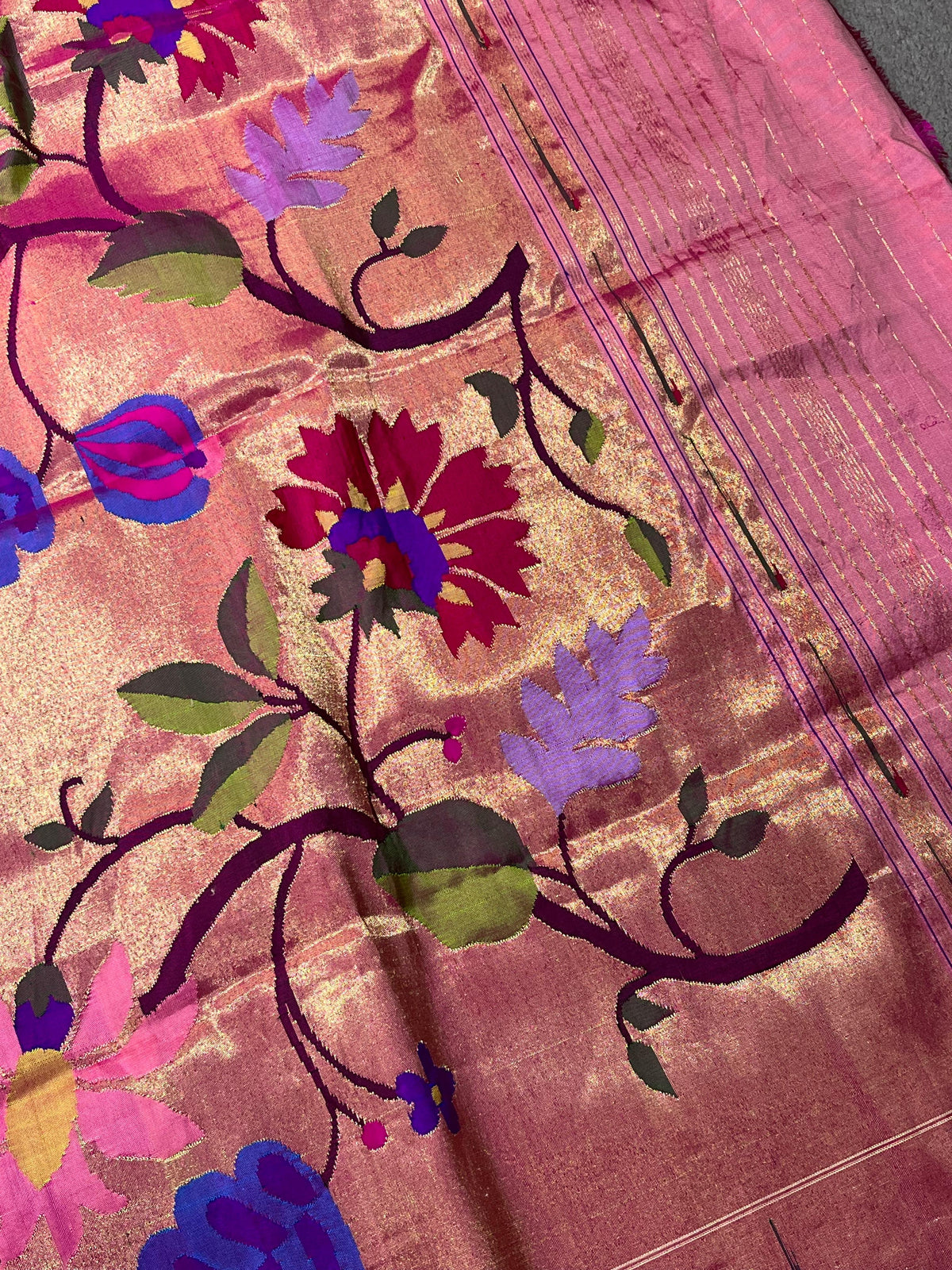 MAGENTA PINK SILK PURE HANDLOOM PAITHANI DUPATTA