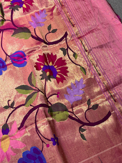 MAGENTA PINK SILK PURE HANDLOOM PAITHANI DUPATTA