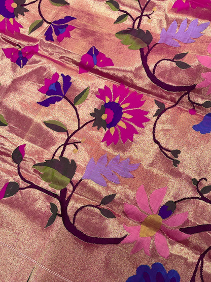 MAGENTA PINK SILK PURE HANDLOOM PAITHANI DUPATTA