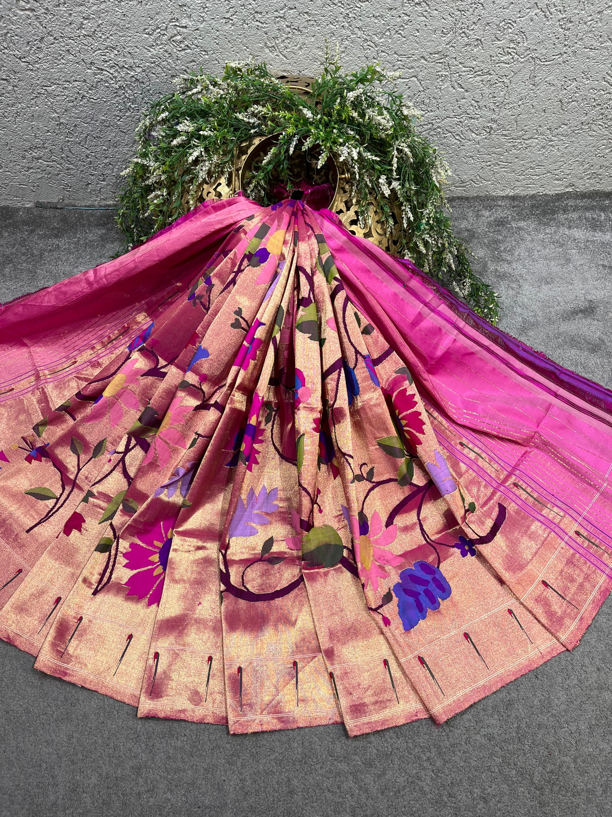 MAGENTA PINK SILK PURE HANDLOOM PAITHANI DUPATTA