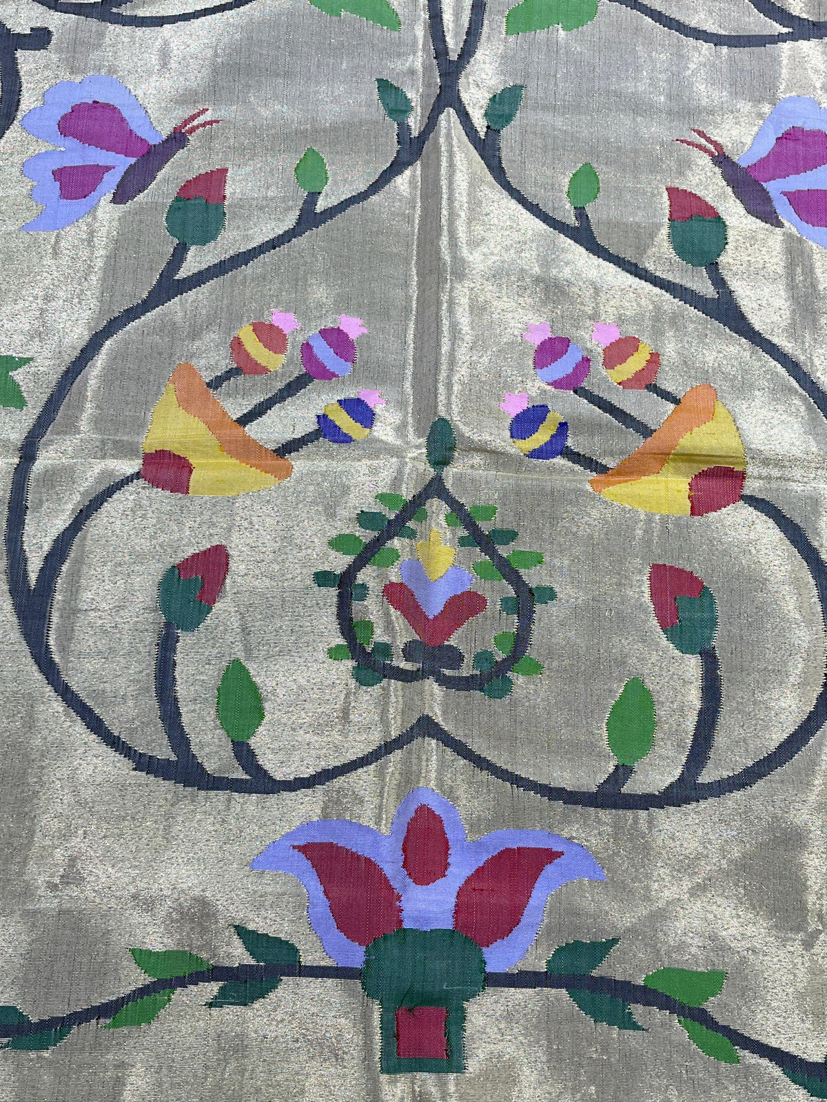 IVORY GOLD TISSUE SILK PURE HANDLOOM PAITHANI DUPATTA