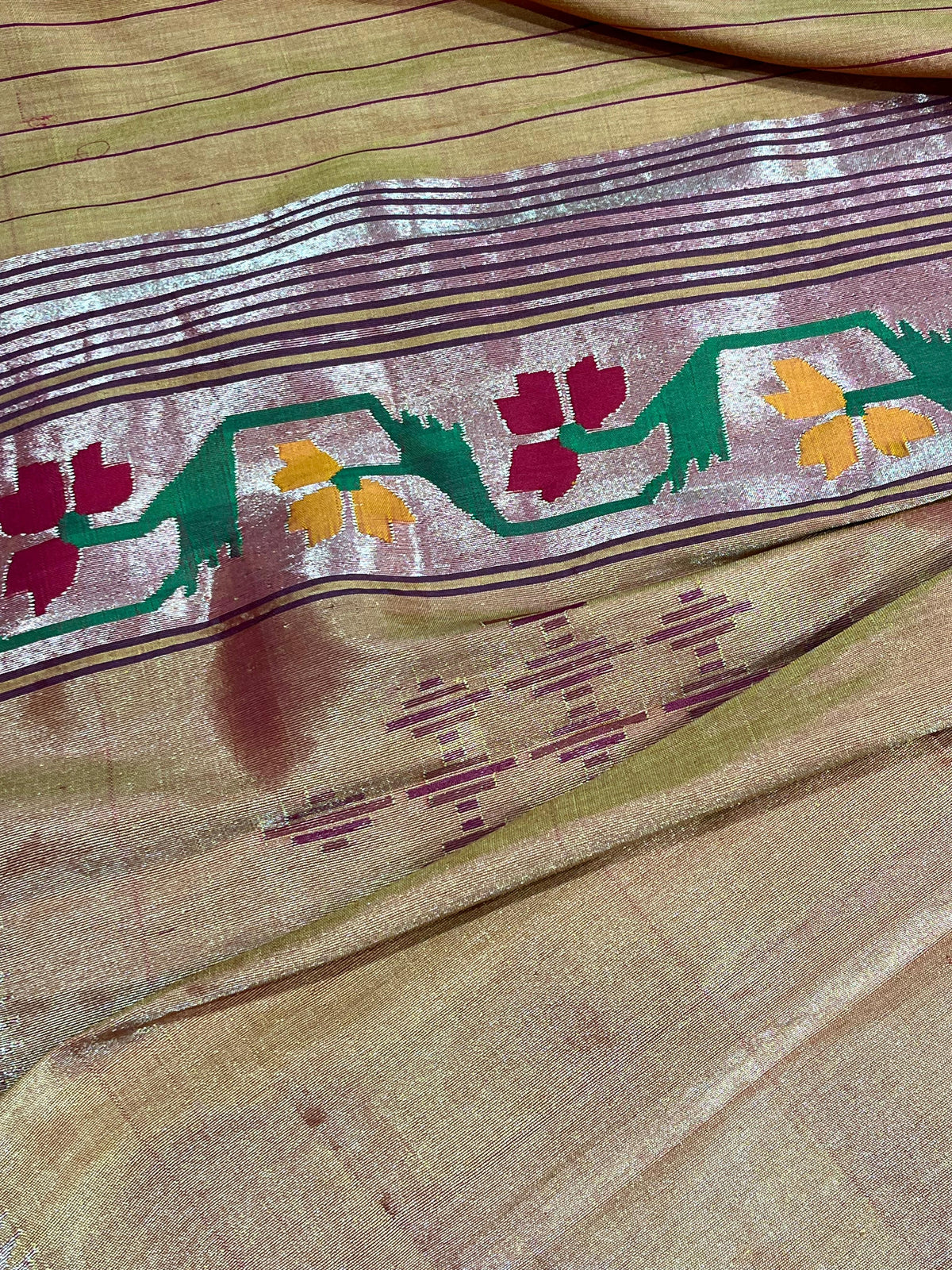 ANTIQUE GOLD SILK PURE HANDLOOM PAITHANI DUPATTA