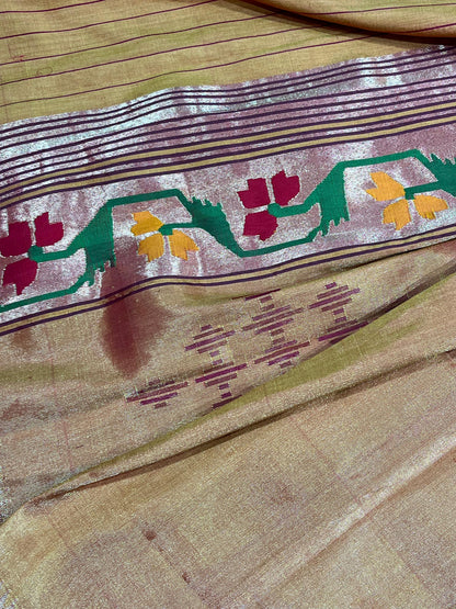 ANTIQUE GOLD SILK PURE HANDLOOM PAITHANI DUPATTA
