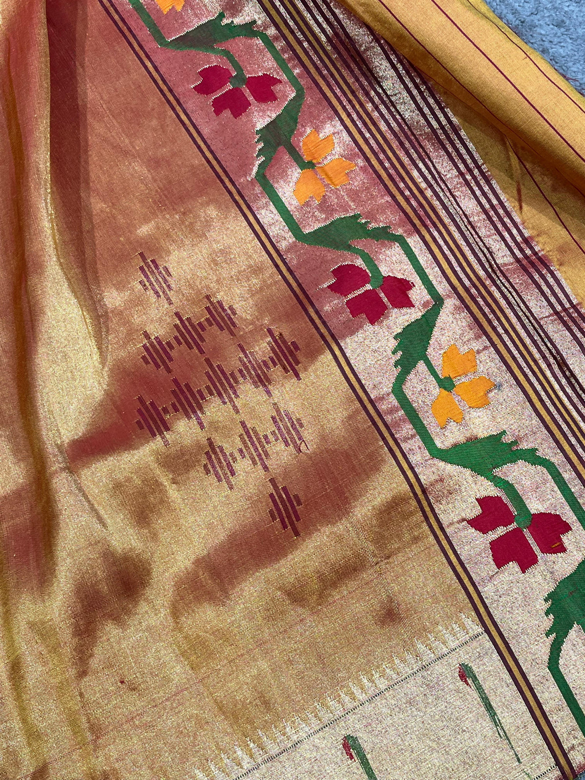 ANTIQUE GOLD SILK PURE HANDLOOM PAITHANI DUPATTA
