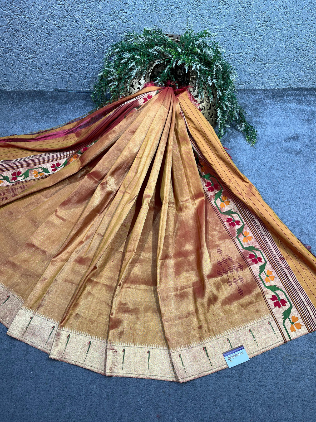 ANTIQUE GOLD SILK PURE HANDLOOM PAITHANI DUPATTA