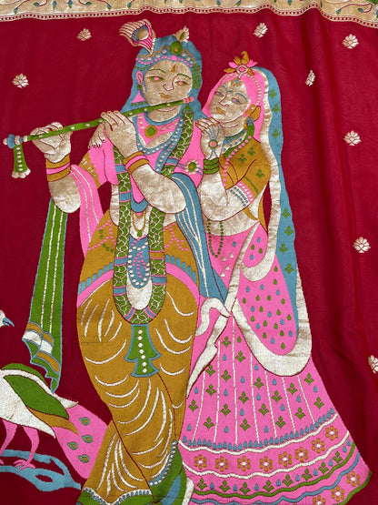 DEEP RED PURE HANDLOOM BANARASI DUPATTA