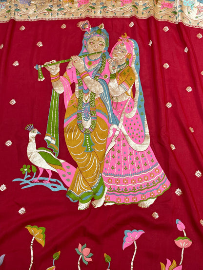 DEEP RED PURE HANDLOOM BANARASI DUPATTA