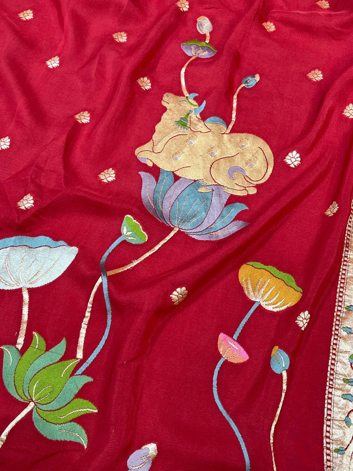 DEEP RED PURE HANDLOOM BANARASI DUPATTA