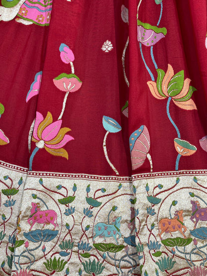 DEEP RED PURE HANDLOOM BANARASI DUPATTA