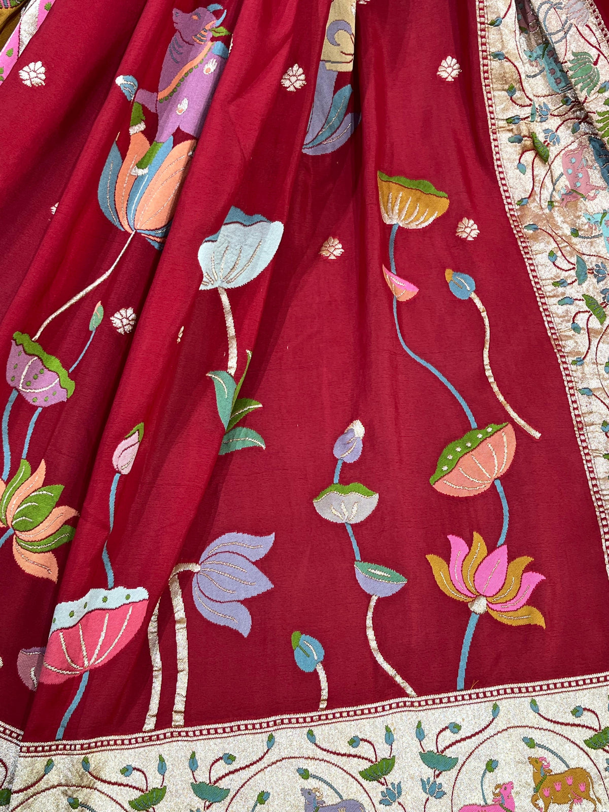 DEEP RED PURE HANDLOOM BANARASI DUPATTA