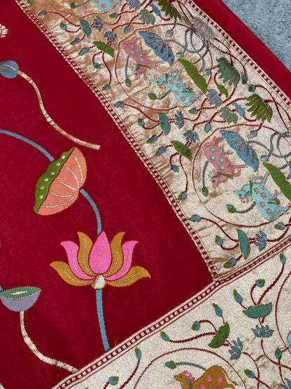 DEEP RED PURE HANDLOOM BANARASI DUPATTA
