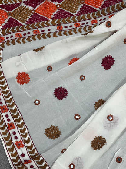 IVORY GEORGETTE PURE HANDLOOM PHULKARI DUPATTA