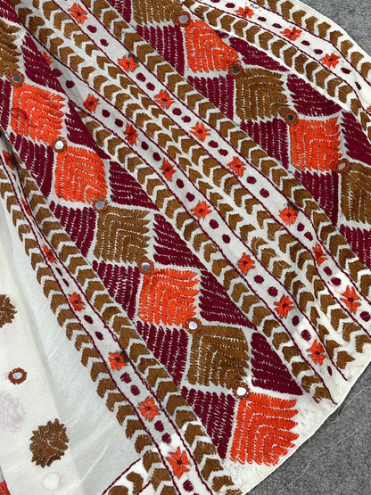 IVORY GEORGETTE PURE HANDLOOM PHULKARI DUPATTA