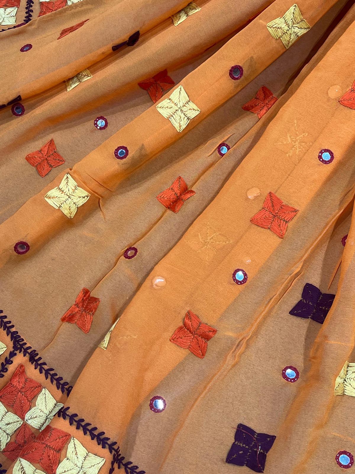 ORANGE GEORGETTE PURE HANDLOOM PHULKARI DUPATTA