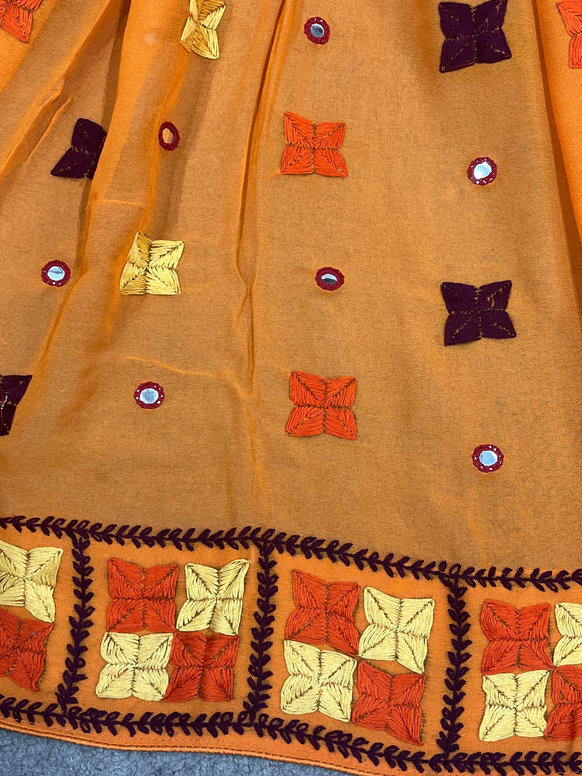 ORANGE GEORGETTE PURE HANDLOOM PHULKARI DUPATTA