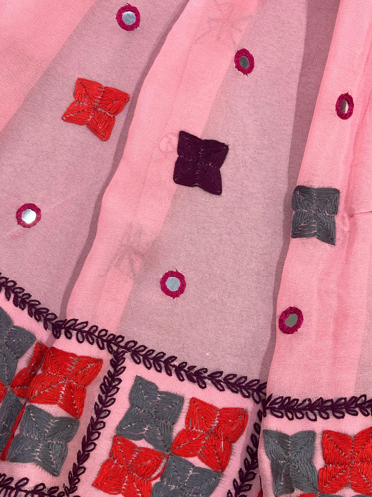 PINK GEORGETTE PURE HANDLOOM PHULKARI DUPATTA