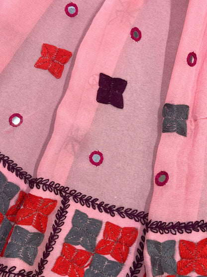 PINK GEORGETTE PURE HANDLOOM PHULKARI DUPATTA