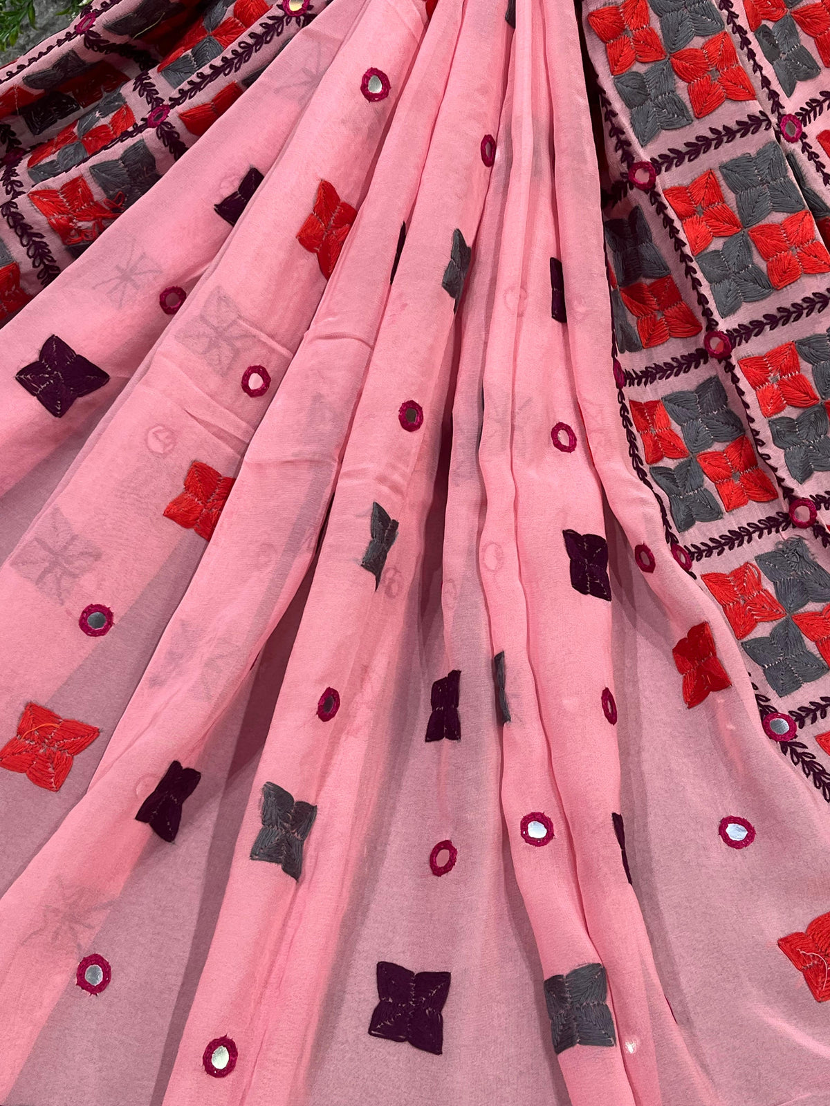 PINK GEORGETTE PURE HANDLOOM PHULKARI DUPATTA