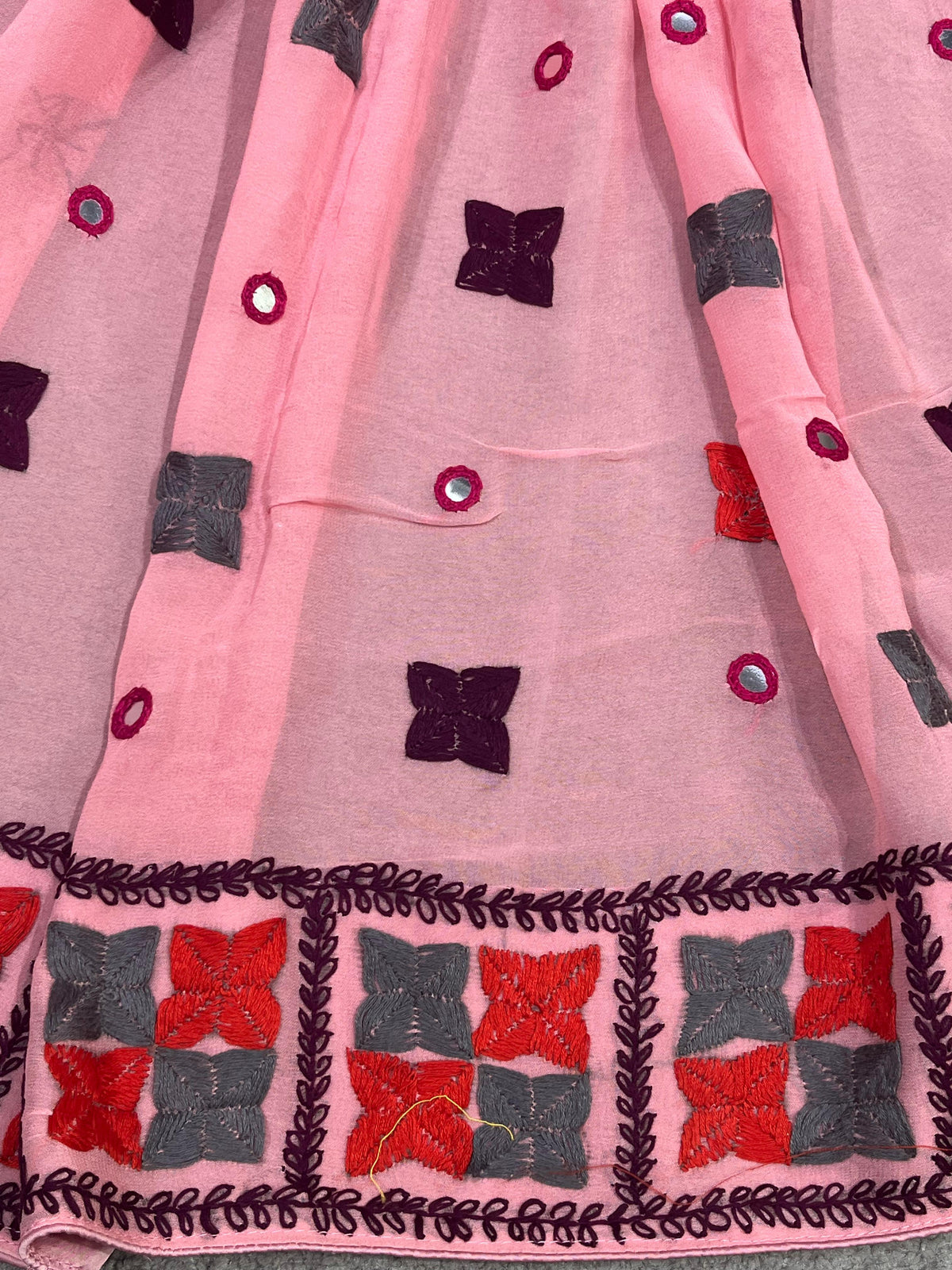 PINK GEORGETTE PURE HANDLOOM PHULKARI DUPATTA
